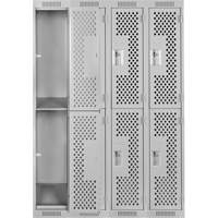 Clean Line Lockers, 2 -tier, Bank of 4, 48" x 15" x 72", Steel, Grey, Rivet (Assembled), Perforated Auto Electric Service Ltd.