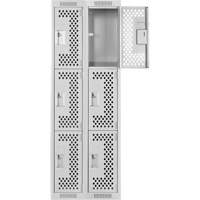 Clean Line Lockers, 3 -tier, Bank of 2, 24" x 12" x 72", Steel, Grey, Rivet (Assembled), Perforated Auto Electric Service Ltd.