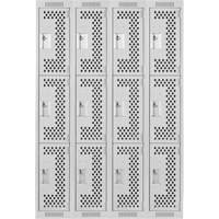 Clean Line Lockers, 3 -tier, Bank of 4, 48" x 12" x 72", Steel, Grey, Rivet (Assembled), Perforated Auto Electric Service Ltd.