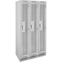 Clean Line Lockers, Bank of 3, 36" x 12" x 76", Steel, Grey, Rivet (Assembled), Perforated Auto Electric Service Ltd.