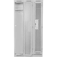 Clean Line Lockers, Bank of 3, 36" x 12" x 76", Steel, Grey, Rivet (Assembled), Perforated Auto Electric Service Ltd.