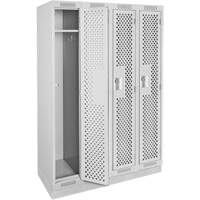 Clean Line Lockers, Bank of 4, 48" x 12" x 76", Steel, Grey, Rivet (Assembled), Perforated Auto Electric Service Ltd.