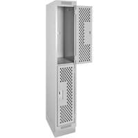 Clean Line Lockers, 2 -tier, 12" x 18" x 76", Steel, Grey, Rivet (Assembled), Perforated Auto Electric Service Ltd.