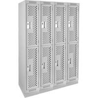 Clean Line Lockers, 2 -tier, Bank of 4, 48" x 12" x 76", Steel, Grey, Rivet (Assembled), Perforated Auto Electric Service Ltd.