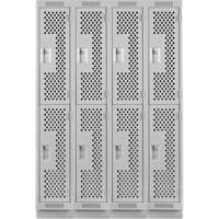 Clean Line Lockers, 2 -tier, Bank of 4, 48" x 12" x 76", Steel, Grey, Rivet (Assembled), Perforated Auto Electric Service Ltd.