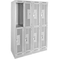 Clean Line Lockers, 2 -tier, Bank of 4, 48" x 12" x 76", Steel, Grey, Rivet (Assembled), Perforated Auto Electric Service Ltd.