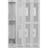 Clean Line Lockers, 2 -tier, Bank of 4, 48" x 12" x 76", Steel, Grey, Rivet (Assembled), Perforated Auto Electric Service Ltd.