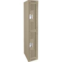 Clean Line Lockers, 2 -tier, 12" x 15" x 72", Steel, Beige, Rivet (Assembled), Perforated Auto Electric Service Ltd.