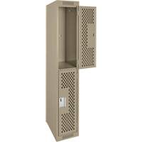 Clean Line Lockers, 2 -tier, 12" x 15" x 72", Steel, Beige, Rivet (Assembled), Perforated Auto Electric Service Ltd.