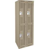 Casiers Clean Line, 2 niveaux, Bloc de 2, 24" x 15" x 72", Acier, Beige, Rivet (assembl&eacute;), Perfor&eacute; Auto Electric Service Ltd.