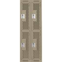 Casiers Clean Line, 2 niveaux, Bloc de 2, 24" x 15" x 72", Acier, Beige, Rivet (assembl&eacute;), Perfor&eacute; Auto Electric Service Ltd.