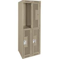 Casiers Clean Line, 2 niveaux, Bloc de 2, 24" x 15" x 72", Acier, Beige, Rivet (assembl&eacute;), Perfor&eacute; Auto Electric Service Ltd.