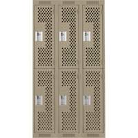 Casiers Clean Line, 2 niveaux, Bloc de 3, 36" x 15" x 72", Acier, Beige, Rivet (assembl&eacute;), Perfor&eacute; Auto Electric Service Ltd.
