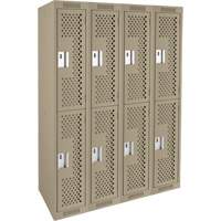 Clean Line Lockers, 2 -tier, Bank of 4, 48" x 15" x 72", Steel, Beige, Rivet (Assembled), Perforated Auto Electric Service Ltd.