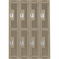 Clean Line Lockers, 2 -tier, Bank of 4, 48" x 15" x 72", Steel, Beige, Rivet (Assembled), Perforated Auto Electric Service Ltd.