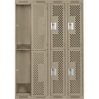 Clean Line Lockers, 2 -tier, Bank of 4, 48" x 15" x 72", Steel, Beige, Rivet (Assembled), Perforated Auto Electric Service Ltd.
