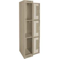 Clean Line Lockers, 3 -tier, 12" x 12" x 72", Steel, Beige, Rivet (Assembled), Perforated Auto Electric Service Ltd.