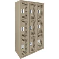 Clean Line Lockers, 3 -tier, Bank of 3, 36" x 12" x 72", Steel, Beige, Rivet (Assembled), Perforated Auto Electric Service Ltd.