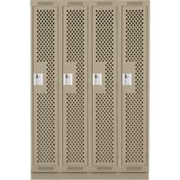 Clean Line Lockers, Bank of 4, 48" x 12" x 76", Steel, Beige, Rivet (Assembled), Perforated Auto Electric Service Ltd.