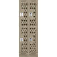 Clean Line Lockers, 2 -tier, Bank of 2, 24" x 12" x 76", Steel, Beige, Rivet (Assembled), Perforated Auto Electric Service Ltd.