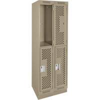 Clean Line Lockers, 2 -tier, Bank of 2, 24" x 12" x 76", Steel, Beige, Rivet (Assembled), Perforated Auto Electric Service Ltd.