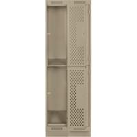 Clean Line Lockers, 2 -tier, Bank of 2, 24" x 12" x 76", Steel, Beige, Rivet (Assembled), Perforated Auto Electric Service Ltd.