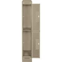 Clean Line Lockers, 2 -tier, 12" x 15" x 82", Steel, Beige, Rivet (Assembled), Perforated Auto Electric Service Ltd.