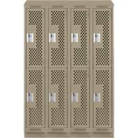 Casiers Clean Line, 2 niveaux, Bloc de 4, 48" x 18" x 82", Acier, Beige, Rivet (assembl&eacute;), Perfor&eacute; Auto Electric Service Ltd.