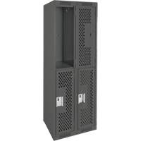 Casiers Clean Line, 2 niveaux, Bloc de 2, 24" x 15" x 72", Acier, Charbon, Rivet (assembl&eacute;), Perfor&eacute; Auto Electric Service Ltd.