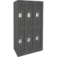 Clean Line Lockers, 2 -tier, Bank of 3, 36" x 15" x 72", Steel, Charcoal, Rivet (Assembled), Perforated Auto Electric Service Ltd.