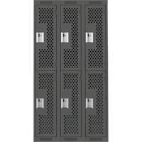 Clean Line Lockers, 2 -tier, Bank of 3, 36" x 15" x 72", Steel, Charcoal, Rivet (Assembled), Perforated Auto Electric Service Ltd.