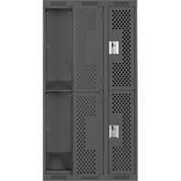 Clean Line Lockers, 2 -tier, Bank of 3, 36" x 15" x 72", Steel, Charcoal, Rivet (Assembled), Perforated Auto Electric Service Ltd.