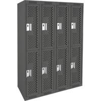 Clean Line Lockers, 2 -tier, Bank of 4, 48" x 15" x 72", Steel, Charcoal, Rivet (Assembled), Perforated Auto Electric Service Ltd.