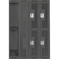 Clean Line Lockers, 2 -tier, Bank of 4, 48" x 15" x 72", Steel, Charcoal, Rivet (Assembled), Perforated Auto Electric Service Ltd.