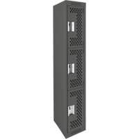 Clean Line Lockers, 3 -tier, 12" x 12" x 72", Steel, Charcoal, Rivet (Assembled), Perforated Auto Electric Service Ltd.