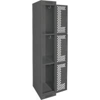 Clean Line Lockers, 3 -tier, 12" x 12" x 72", Steel, Charcoal, Rivet (Assembled), Perforated Auto Electric Service Ltd.