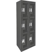 Clean Line Lockers, 3 -tier, Bank of 2, 24" x 12" x 72", Steel, Charcoal, Rivet (Assembled), Perforated Auto Electric Service Ltd.