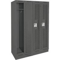 Clean Line Lockers, Bank of 4, 48" x 12" x 76", Steel, Charcoal, Rivet (Assembled), Perforated Auto Electric Service Ltd.