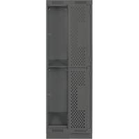 Clean Line Lockers, 2 -tier, Bank of 2, 24" x 12" x 76", Steel, Charcoal, Rivet (Assembled), Perforated Auto Electric Service Ltd.