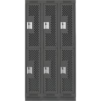 Clean Line Lockers, 2 -tier, Bank of 3, 36" x 12" x 76", Steel, Charcoal, Rivet (Assembled), Perforated Auto Electric Service Ltd.