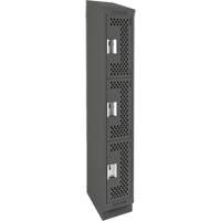 Clean Line Lockers, 3 -tier, 12" x 18" x 82", Steel, Charcoal, Rivet (Assembled), Perforated Auto Electric Service Ltd.