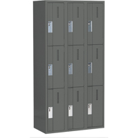 Concorde Heavy-Duty Lockers, 3 -tier, Bank of 3, 36" x 18" x 72", Steel, Charcoal, Welded (Assembled) Auto Electric Service Ltd.