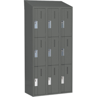 Concorde Heavy-Duty Lockers, 3 -tier, Bank of 3, 36" x 18" x 78", Steel, Charcoal, Welded (Assembled) Auto Electric Service Ltd.