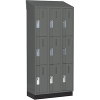 Concorde Heavy-Duty Lockers, 3 -tier, Bank of 3, 36" x 18" x 82", Steel, Charcoal, Welded (Assembled) Auto Electric Service Ltd.
