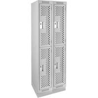 Clean Line Lockers, 2 -tier, Bank of 2, 24" x 12" x 76", Steel, Grey, Rivet (Assembled), Perforated Auto Electric Service Ltd.