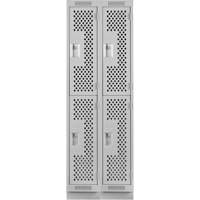 Clean Line Lockers, 2 -tier, Bank of 2, 24" x 12" x 76", Steel, Grey, Rivet (Assembled), Perforated Auto Electric Service Ltd.
