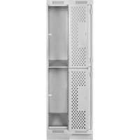 Clean Line Lockers, 2 -tier, Bank of 2, 24" x 12" x 76", Steel, Grey, Rivet (Assembled), Perforated Auto Electric Service Ltd.