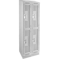 Clean Line Lockers, 2 -tier, Bank of 2, 24" x 12" x 82", Steel, Grey, Rivet (Assembled), Perforated Auto Electric Service Ltd.