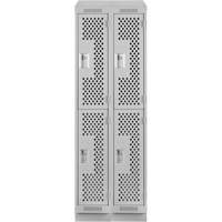 Clean Line Lockers, 2 -tier, Bank of 2, 24" x 12" x 82", Steel, Grey, Rivet (Assembled), Perforated Auto Electric Service Ltd.