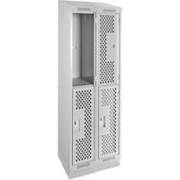Clean Line Lockers, 2 -tier, Bank of 2, 24" x 12" x 82", Steel, Grey, Rivet (Assembled), Perforated Auto Electric Service Ltd.